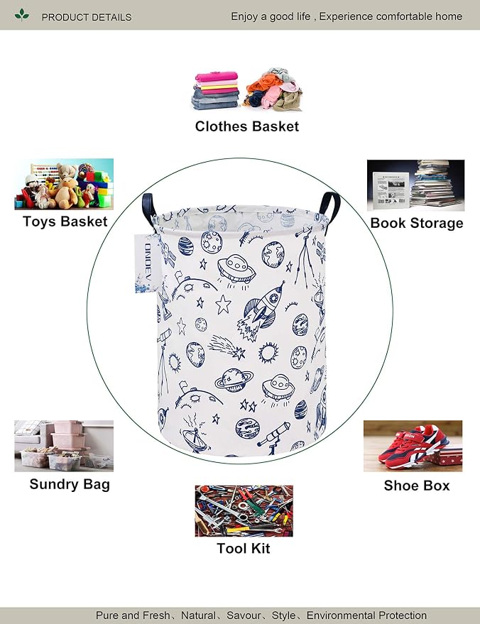 Round collapsible Large Space Rocket Laundry Hamper for Adults Kids - Image 3