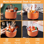 fanado 360° Rotate Makeup Brush Holder Organizer, Makeup Organizers Countertop, Makeup organization and Skincare Storage for Vanity, Desktop, Bathroom (Orange) - Image 3