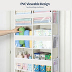 Yecaye Over The Door Organizer, 5 Tier Extra Large Behind Door Storage of 10 Compartments, 80lbs Heavy Duty Door Organizer Hanging with Clear Window for Closet Bedroom Pantry Bathroom, Beige - Image 4