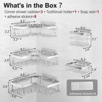 Liuoud Corner Shower Caddy 5 Pack Adhesive Stainless Steel Organizer Silver - Image 6
