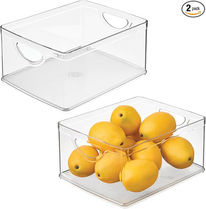 iDesign Pantry Storage Bins with Handles, Set of 2, Clear by iDesign