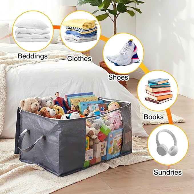 Blanket Storage Bags 6 Pack 90L Clothes Closet Organizer Containers PE - Image 5
