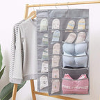 Closet Hanging Organizer with Mesh Pockets & Rotating Metal Hanger,Dual Sided Wall Shelf Wardrobe Storage Bags,Oxford Cloth Space Saver Bag for Bra Underwear Underpants Socks (gray) - Image 7