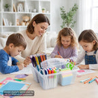 gisgfim 6 Pack Plastic Classroom Caddy with 4-Compartments Plastic Storage Caddies with Handle 4 Compartments Table Caddy Organizer Versatile Table Caddies for Classroom Office, Clear Color - Image 7