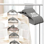 Velvet Felt Stackable Hangers 50 Pack, Thin & Space Saving, Gray | Non Slip, 15Lbs Capacity Heavy Duty With 360° Swivel Hook, Shoulder Notches, No Shoulder Bump, for Coat Suit Shirt Dress by UEAKPIC