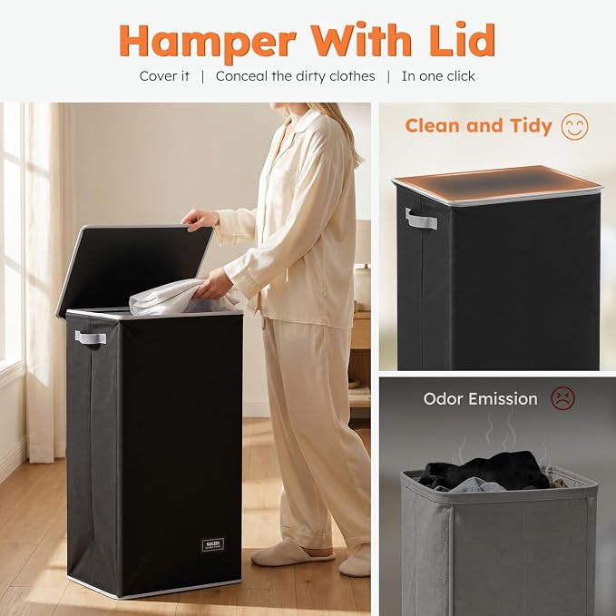 SOLEDI 100L Laundry Hamper with Lid, Large Collapsible Laundry Basket - Image 7