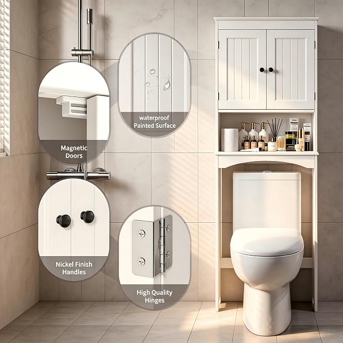 Bealife Over The Toilet Storage Cabinet with Open Shelf - White - Image 6