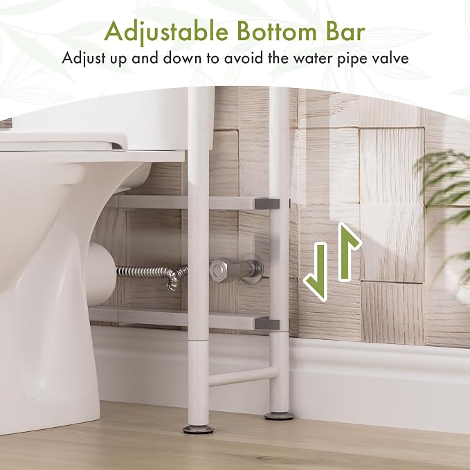 AmazerBath Bamboo Over The Toilet Storage Shelf, 3-Tier Bathroom Over Toilet Organizer Rack, Over Toilet Shelf, Space Saver, White - Image 7