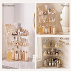 3-Tier Corner Bathroom Counter Organizer with Makeup Brush Holder, Gold - Image 6