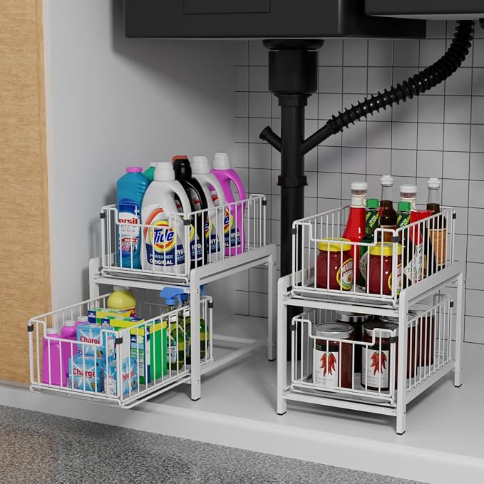 2-Tier Pull Out Cabinet Organizer, Slide Out Under Sink Organizer - Image 3