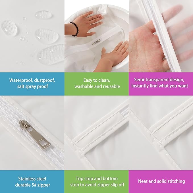 Clear Garment Bags for Hanging Clothes with 5 Cedar Balls, 7 Pack 40 Inch - Image 4
