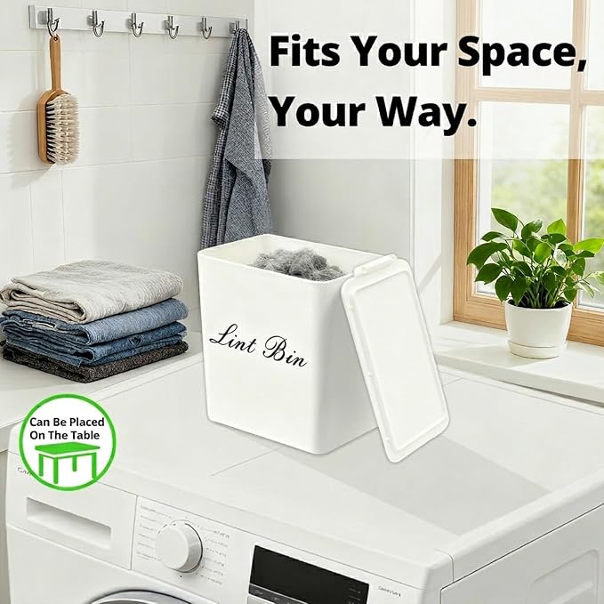 Artilife Magnetic Dryer Lint Bin with Lid, 6 x 5 in White ABS Plastic - Image 3