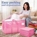 Songrey Extra Large Heavy Duty Moving Bags, 12 Pack, Pink - Image 5