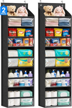 AOODA 2 Pack Over the Door Organizer, Large Capacity Closet Door Hanging Organizer, Clear Deep Pockets Baby Storage for Nursery, Bathroom, Bedroom, Pantry, Diapers (Black) by AOODA