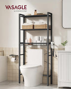 VASAGLE 3-Tier Over the Toilet Storage, Adjustable Shelves, Basket, 63''H - Image 3