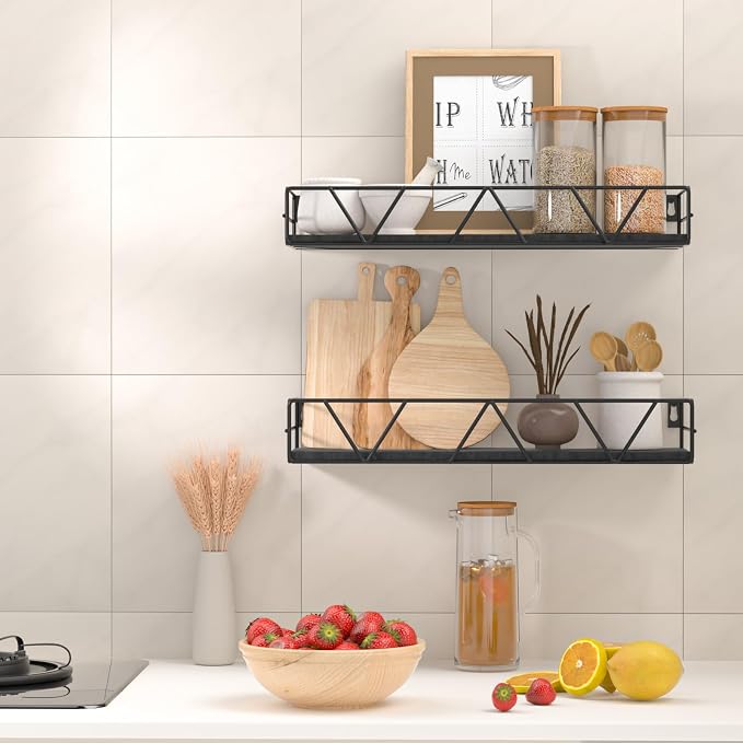 Floating Shelves Set of 3, Wood Wall Shelf, Farmhouse Shelf for Bedroom - Image 2