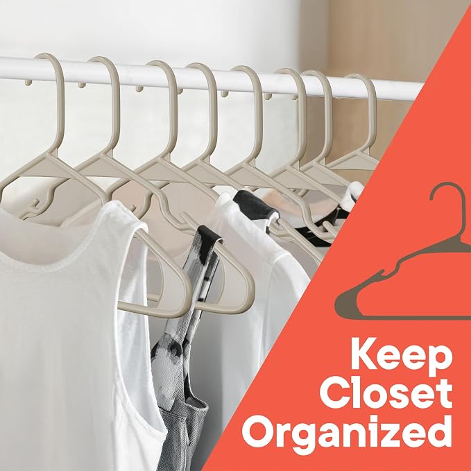 Plastic Clothes Hangers – Heavy Duty Hanger Set, for Organizing Clothes, Dresses, and Coat, Holds Up to 5 lbs, Space-Saving Hangers with Non-Slip Shoulder Grooves, Pack of 100, Ivory - Image 3