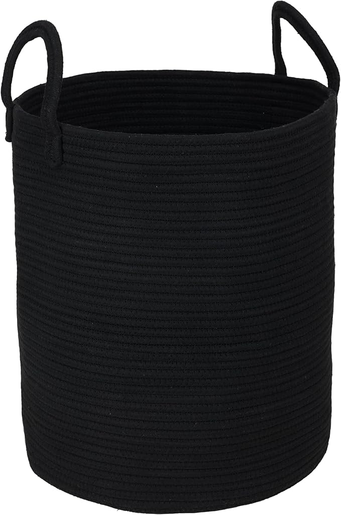 XUANGUO Black Cotton Rope Laundry Basket Hamper for Clothes Large by XUANGUO