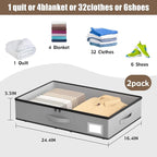 EE-RoomWorld Under Bed Storage with Wheels, No Assemble Required 5.5 inches height grey under bed storage bins,Low Profile Rolling Underbed Shoe Storage containers，dorm underbed storage drawers - Image 3