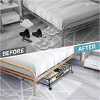 Under Bed Shoe Storage with Wheels, Space Saving Shoe Organizer with Sturdy Metal Frame & Breathable Mesh, Suitable Under the Bed, Sofa and Desk, 2 Packs - Image 6