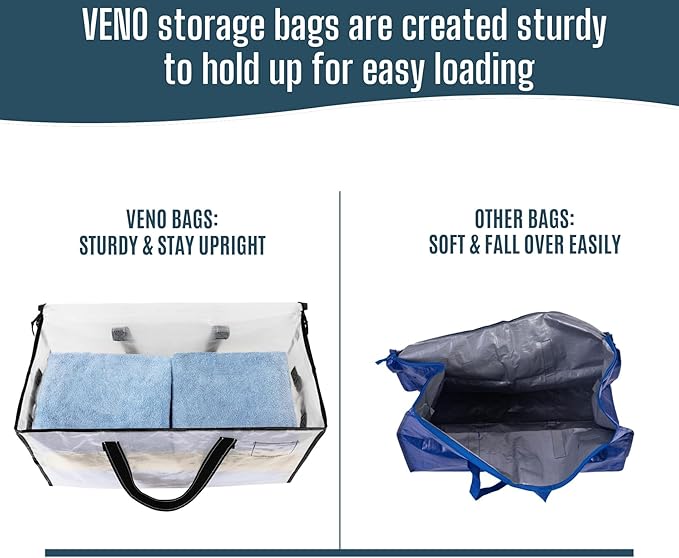 VENO Moving Bags, Storage Bags, Wide Open Top, Clear, 4 Pack - Image 6