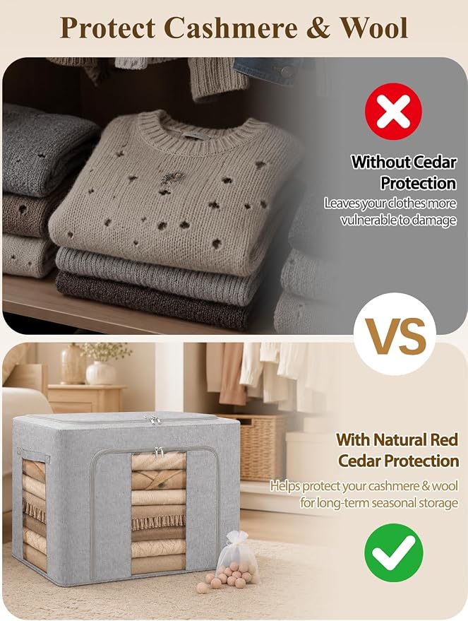 50L Cashmere Sweater Clothes Storage Bag with Steel Frame / Cedar Balls - Image 4