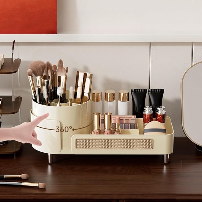 Booklov Rotating Makeup Organizer for Vanity Countertop, Coffee - Image 7