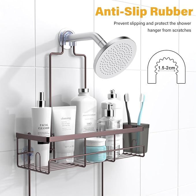 Hanging Shower Caddy Over Showerhead - Rustproof No Drill Shower Organizer - Image 2