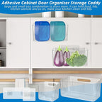 4 PCS 2 Size Plastic Adhesive Mount Over Cabinet Door Organizer, Under Sink Door Storage Shelf Refrigerator Side Storage Box, Wall Organization Container for Kitchen Bathroom Office - Image 4