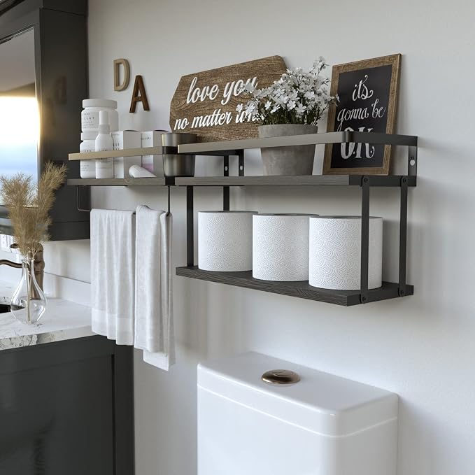 RICHER HOUSE Floating Shelves Bathroom, Wall Mounted Shelf Over Toilet - Image 6