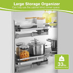 Blind Corner Cabinet Pull Out Organizer, Soft Close Swing Right Pull Out Cabinet Organizer 30inch, Corner Cabinet Lazy Susan for Blind Shelf, 2 Tiers Tray, Adjustable Height - Image 4