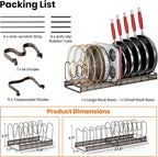 MUDEELA Expandable Pot Pan Lid Organizers inside Cabinet, 12 Divider-Bronze - Image 7