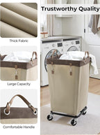 StorageWorks 160L Laundry Basket with Wheels, Rolling Hampers for Clothing - Image 3