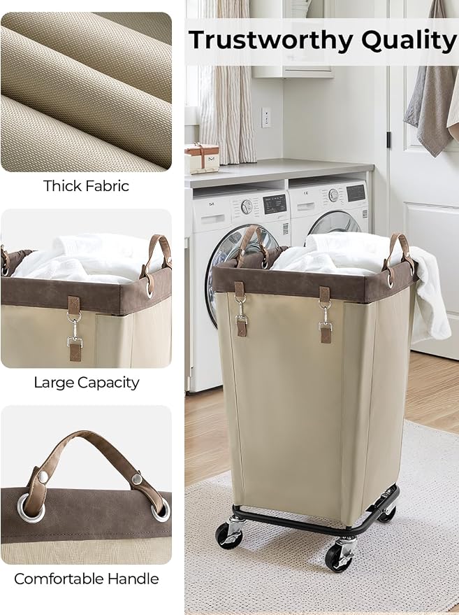 StorageWorks 160L Laundry Basket with Wheels, Rolling Hampers for Clothing - Image 3
