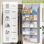 AOODA 2 Pack Over the Door Organizer, Large Capacity Closet Door Hanging Organizer, Clear Deep Pockets Baby Organizer Storage for Nursery, Bathroom, Bedroom, Pantry, Diapers (Grey) - Image 7