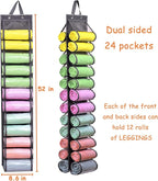 Legging Storage Bag Storage Hanger Can Holds 24 Leggings or Shirts Jeans Compartment Storage Hanger, Foldable Leggings Organizer Clothes Portable Closets Roll Holder (Grey-2) - Image 2