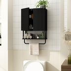 RUSTOWN Fluted Bathroom Wall Cabinet with 2 Doors, 3-Tier Medicine Cabinet - Image 3