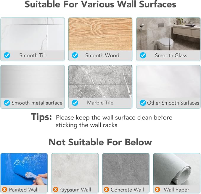 homeasy Broom Holder Wall Mount 4Pcs, Self Adhesive Mop Broom Hanger - Image 7