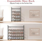 Bumusty 5 Tier Expandable Shoe Rack for Closet, Grey | 18"-33" Adjustable Shoe Rack for Entryway, Small Shoe Organizer for Dorm, Front Door, Sturdy Metal - Image 5