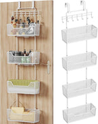 HapiRm Over Door Organizer Storage - Hanging Door Organizer with 4 Metal Large Capacity Baskets and Adjustable Coat Hook for Bathroom Bedroom Kitchen Pantry Closet Cabinet by HapiRm