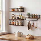 Fixwal Wall Mounted Bathroom Shelves Over Toilet (3+1 Dark Brown) - Image 7