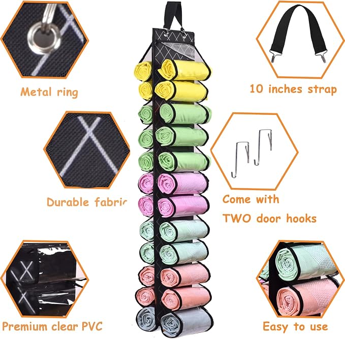 Legging Storage Bag Storage Hanger Can Holds 24 Leggings or Shirts Jeans Compartment Storage Hanger, Foldable Leggings Organizer Clothes Portable Closets Roll Holder (Color-LX) - Image 3