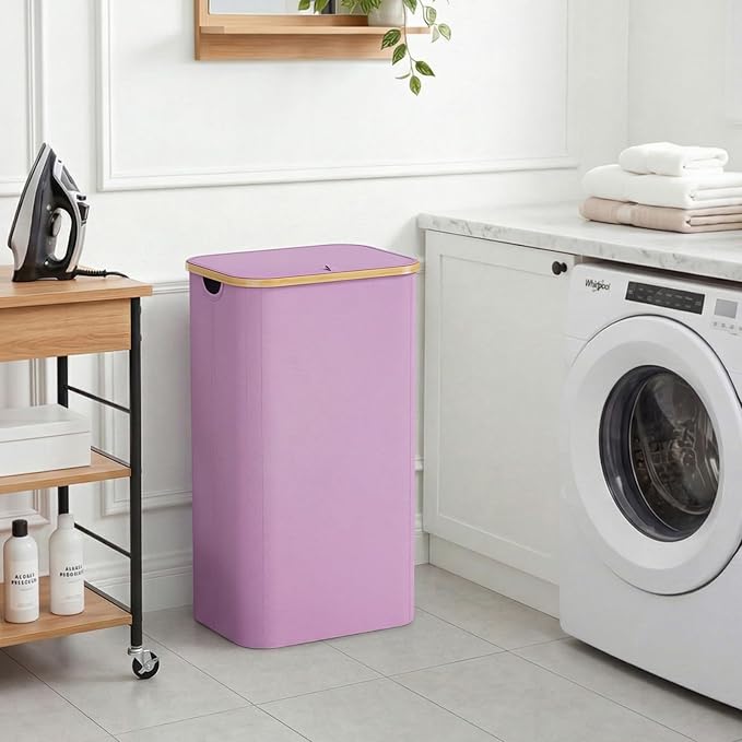 Lifewit 105L Large Laundry Basket with Lid, Removable Bags, Purple - Image 2
