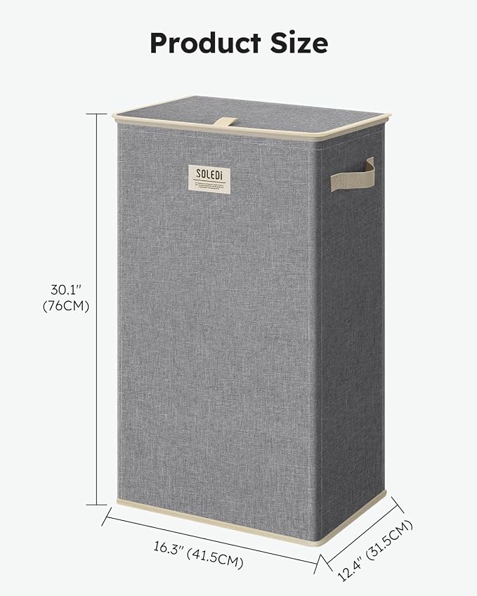 SOLEDI 100L Laundry Hamper with Lid, Large Collapsible Laundry Basket - Image 7
