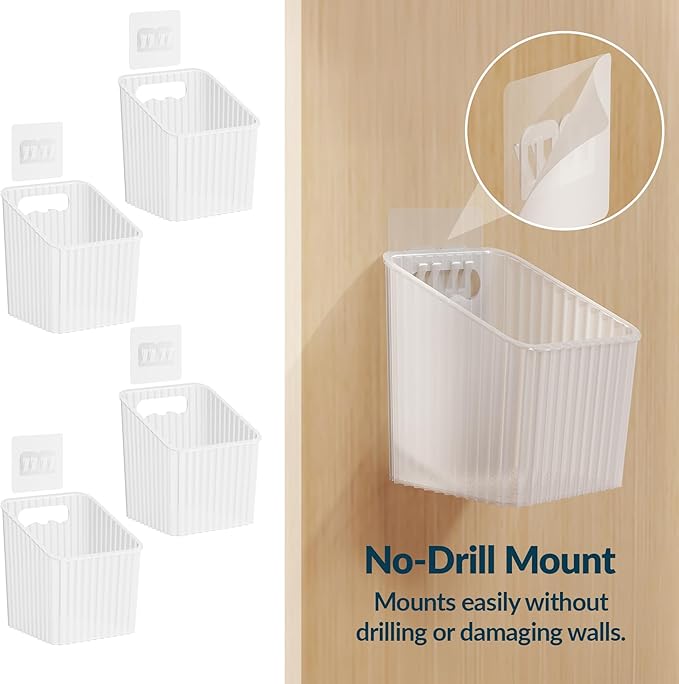NiHome 4-Pack Cabinet Door Organizer, Adhesive RV Camper Wall Storage Caddy - Image 4