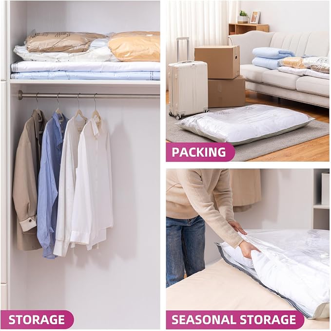 TAILI Vacuum Storage Bags 8 Pack, XXL Jumbo Size 47x39 Inch, Cream - Image 8