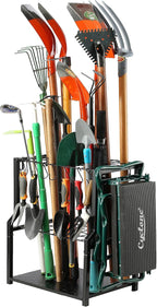 YueTong Garden Tool Organizer Heavy Duty,Yard Tool Tower Rack,Garage Storage Organization for Long Handle Tools,Rake,Brooms,Extra Hooks for Small Shovel,Shear.All Metal,Free Standing. by YueTong