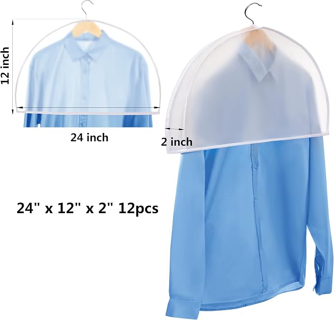 Shoulder Covers Plastic Hanger Covers, Clear, 24"x12"x2", 12 Pack - Image 2