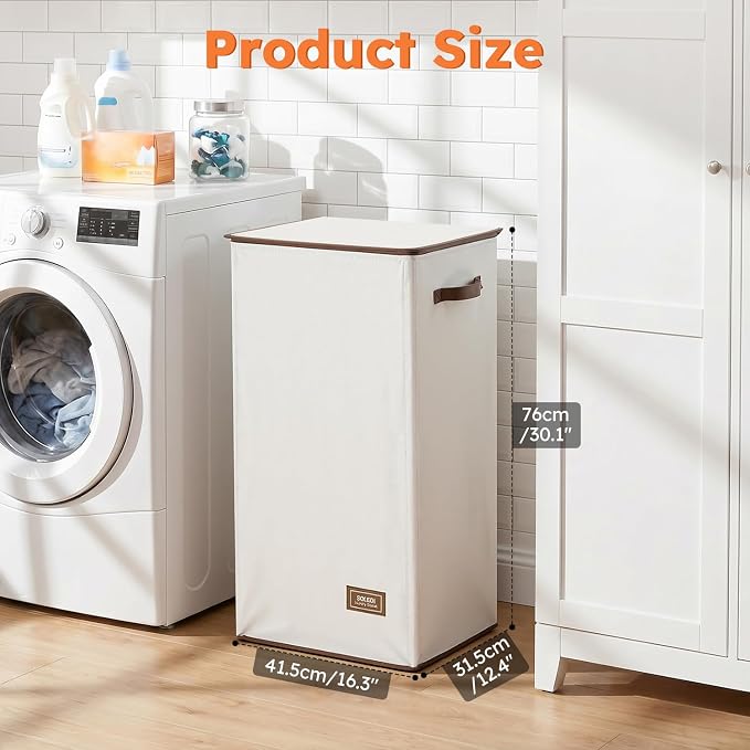 SOLEDI 100L Laundry Hamper with Lid, Large Collapsible Laundry Basket - Image 5