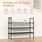 LANTEFUL 3 Tier Shoe Rack for Closet, Shoe Organizer with 5 Hooks, Long Shoe Shelf Storage for Sneaker and Boot Stackable Free Standing Shoe Rack for Entryway, Garage, Small Spaces, Dorm (Pack of 2) - Image 3